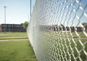 Close-up of chain-link fence near a school in Johnson City, TN.