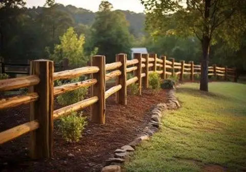 Newly installed split rail fence defining boundaries in Johnson City, TN.