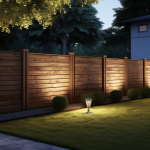 High-detail image of a flawless, tall privacy fence in a backyard setting.